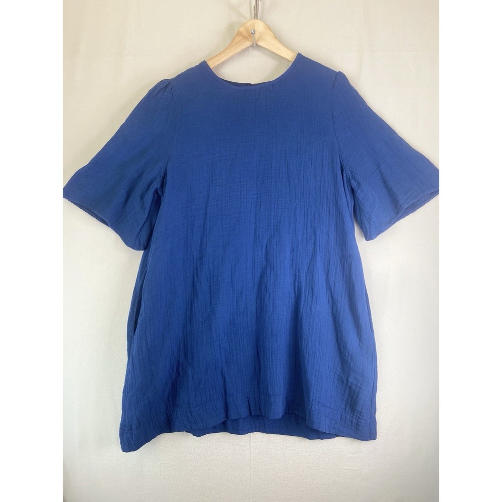 Sugar Candy Mountain Organic Cotton Double Gauze Shift Dress Womens L Minimalist